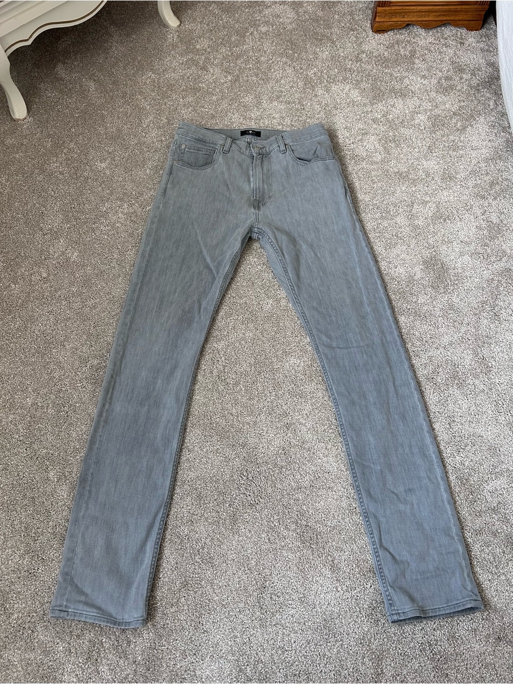 7 For All Mankind Grey Wash Straight Leg Jeans Designer Denim Y2K Style Everyday